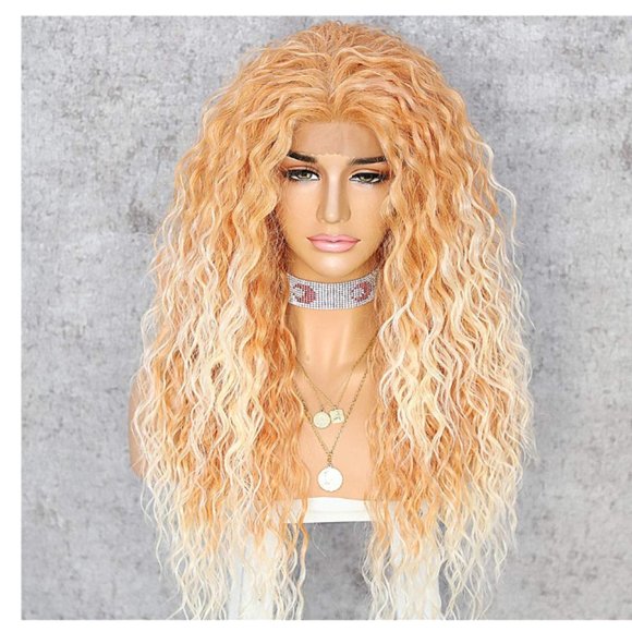 Blonde Orange Lace Front Beach Wave Wig 24\
